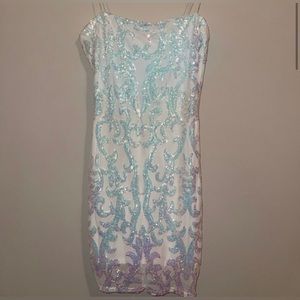 White sequin homecoming dress